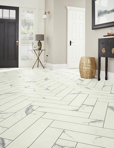 Entry Foyer Luxury Vinyl Tile Herringbone LVT -  Howard Young Flooring in Milton, FL